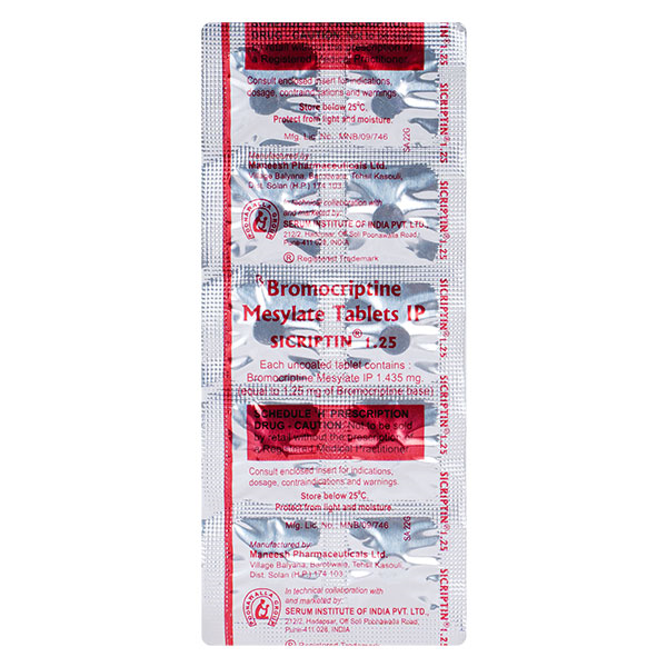 Sicriptin 1.25mg Tablet 10'S