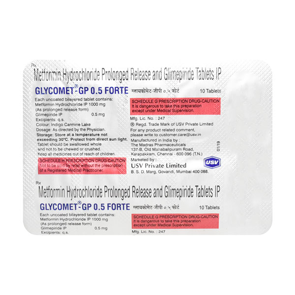 Glycomet GP Forte 0.5mg Tablet 10'S