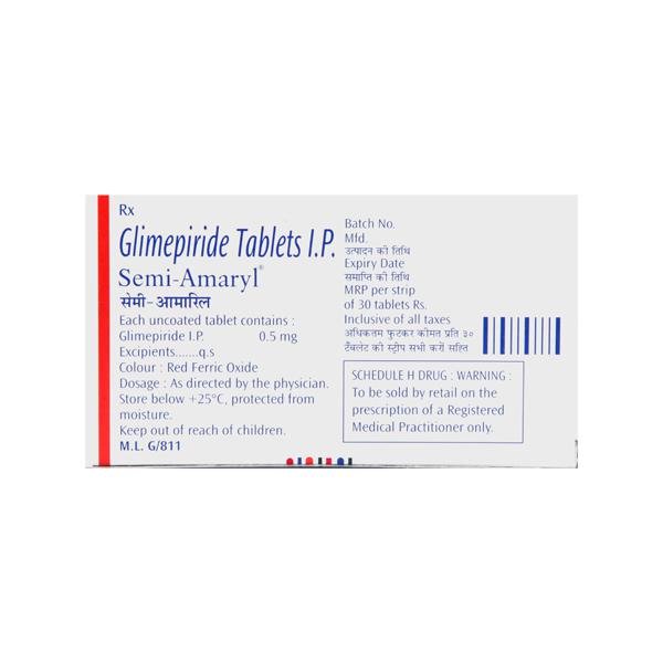 Semi Amaryl 0.5mg Tablet 30'S - Image 3