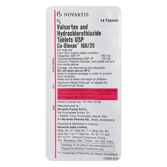 CO Diovan 160mg/25mg Tablet 14'S