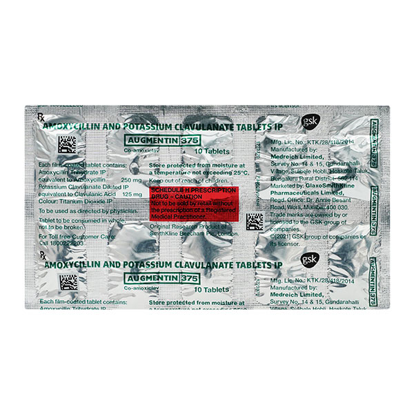 Augmentin 375mg Tablet 10'S