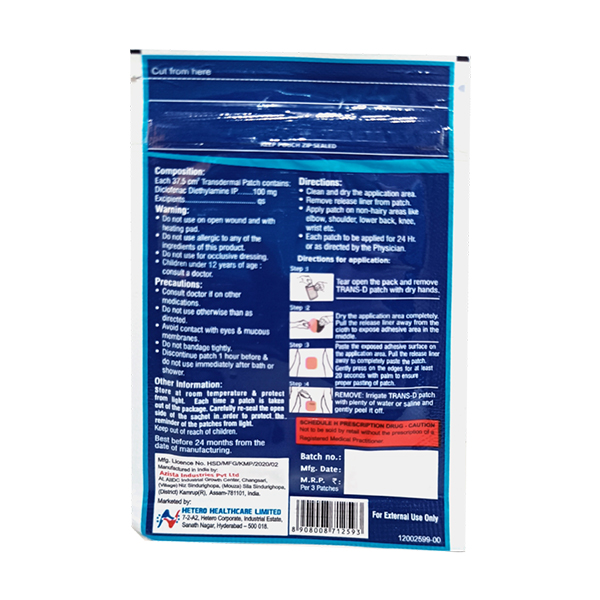 TRANS D 100mg Patch 3's - Image 2