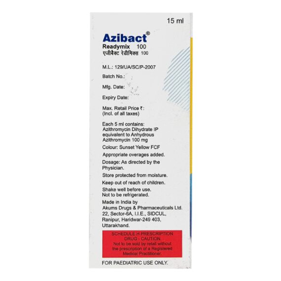 Azibact 100mg Readymix Suspension 15ml - Image 3