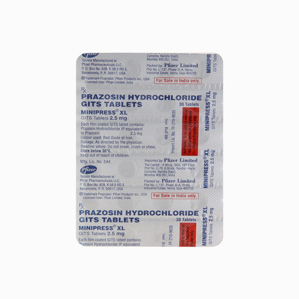 Minipress XL 2.5mg Tablet 30'S - Image 2