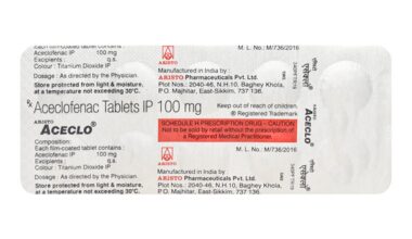 Aceclo 100mg Tablet 10'S