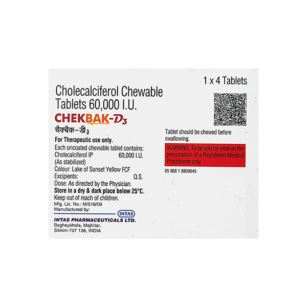 Chekbak D3 Orange Flavour Chewable Tablet 4'S - Image 3