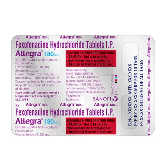 Allegra 180mg Tablet 10'S - Image 3
