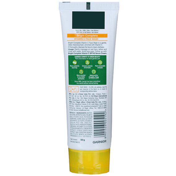 Garnier Bright Complete VITAMIN C Facewash 50 gm - Image 2