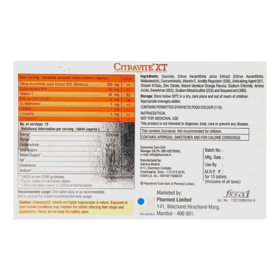Citravite XT Orange Flavour Chewable Tablet 15'S - Image 2