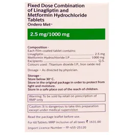 Ondero Met 2.5mg/1000mg Tablet - Image 2