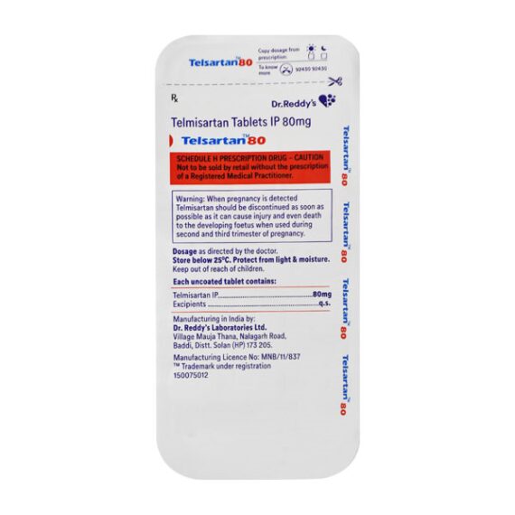Telsartan 80mg Tablet 14'S