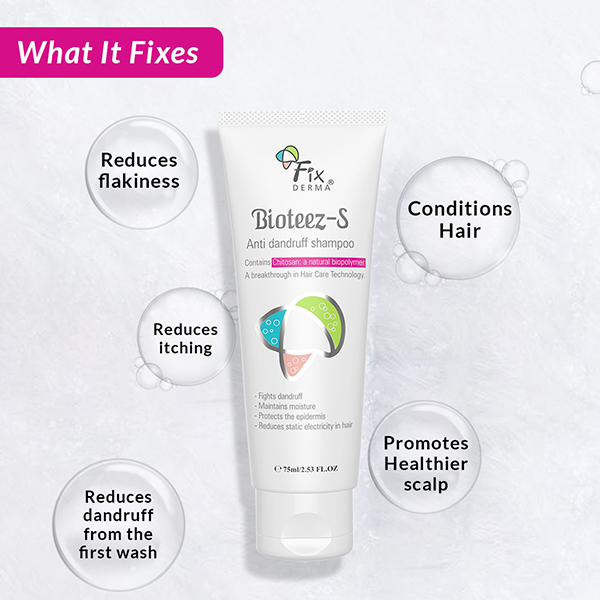 Fixderma Bioteez-S Anti Dandruff Shampoo - Flaky Scalp Condition, Relieves Itchy & Dry Scalp, Sulphate & Paraben Free 75ml - Image 5