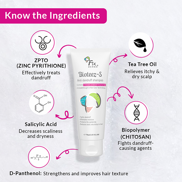 Fixderma Bioteez-S Anti Dandruff Shampoo - Flaky Scalp Condition, Relieves Itchy & Dry Scalp, Sulphate & Paraben Free 75ml - Image 8