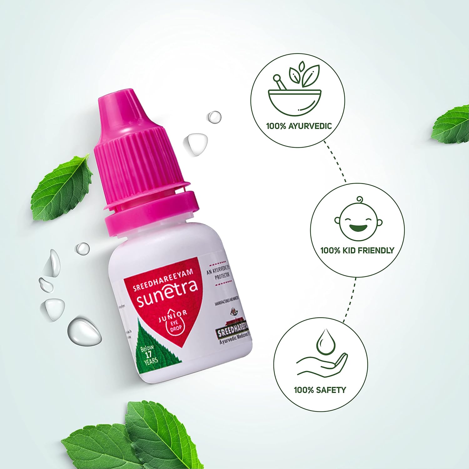 Sreedhareeyam Ayurveda Sunetra Junior Herbal Eye Drop (Below 17 years of age) Regular Eye Care for Kids, Avoids Dryness, Removes Redness, Clears Itchiness - Image 2