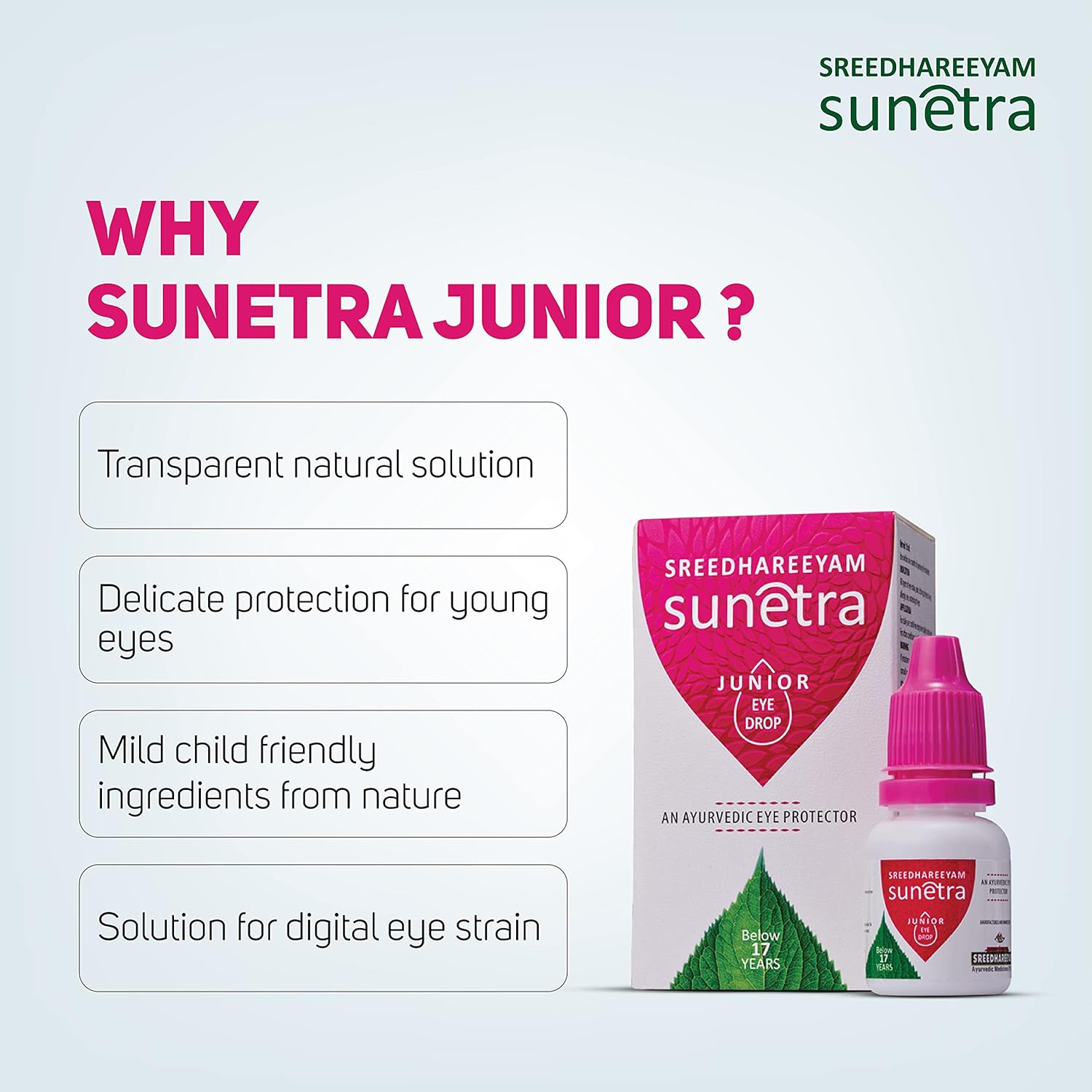 Sreedhareeyam Ayurveda Sunetra Junior Herbal Eye Drop (Below 17 years of age) Regular Eye Care for Kids, Avoids Dryness, Removes Redness, Clears Itchiness - Image 3