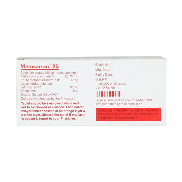 Metosartan 25mg Tablet 10'S - Image 2