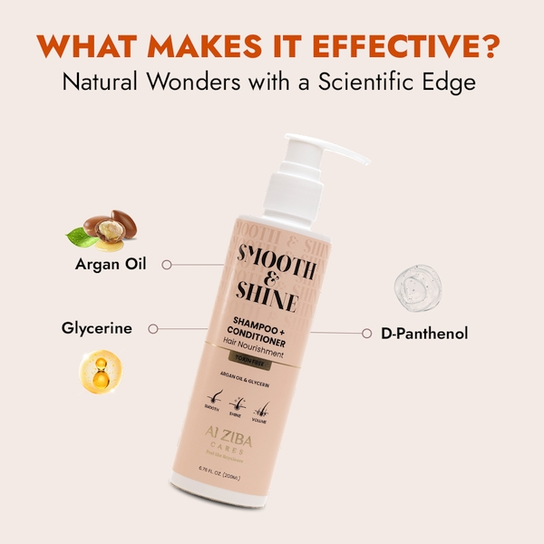 Alziba Cares Smooth & Shine With Argan Oil & Glycerin Shampoo + Conditioner 200 ml - Image 2
